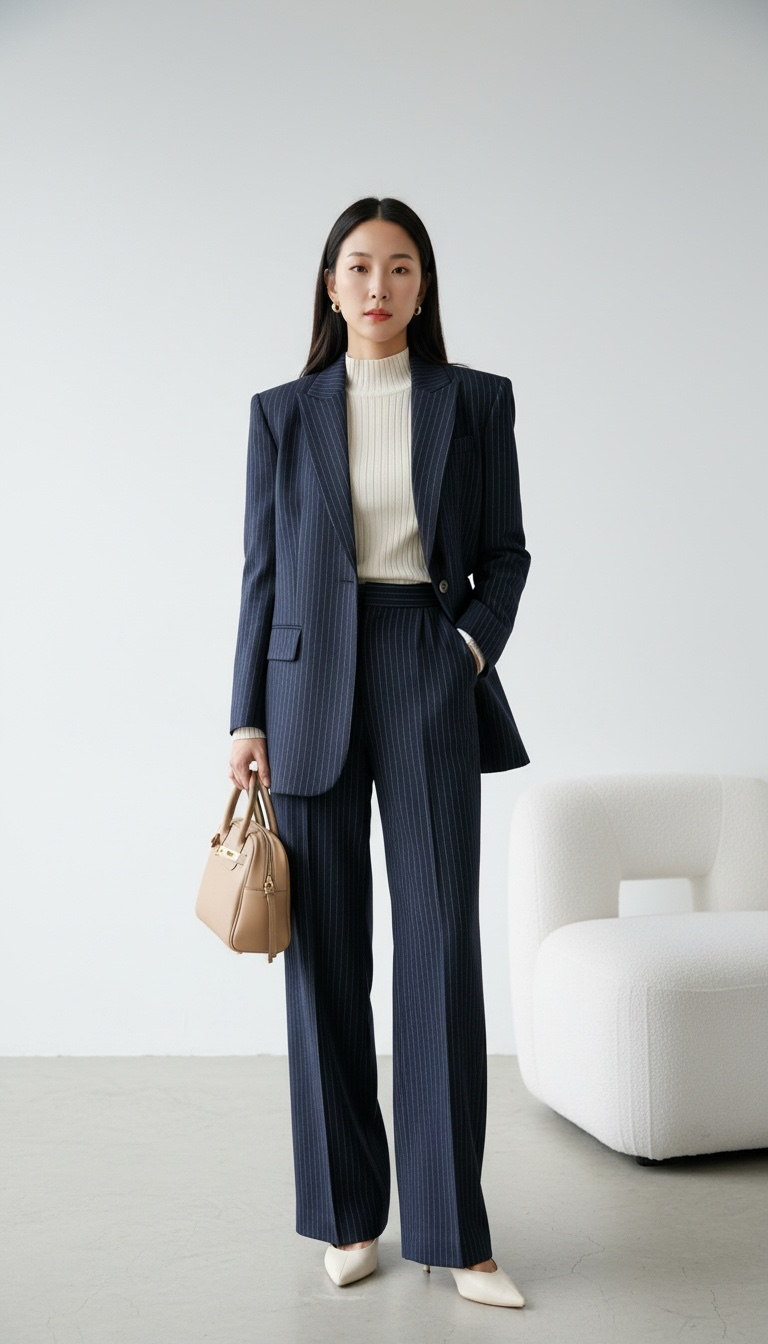 Modern Pinstripe Suit Set | 條紋兩件式西裝套裝 , SUIT261008