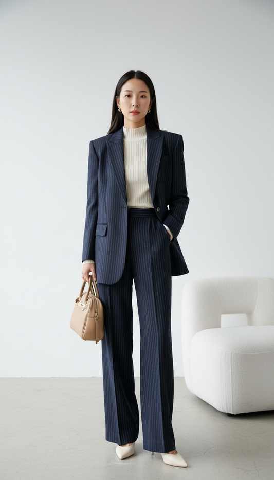 Modern Pinstripe Suit Set | 條紋兩件式西裝套裝 , SUIT261008