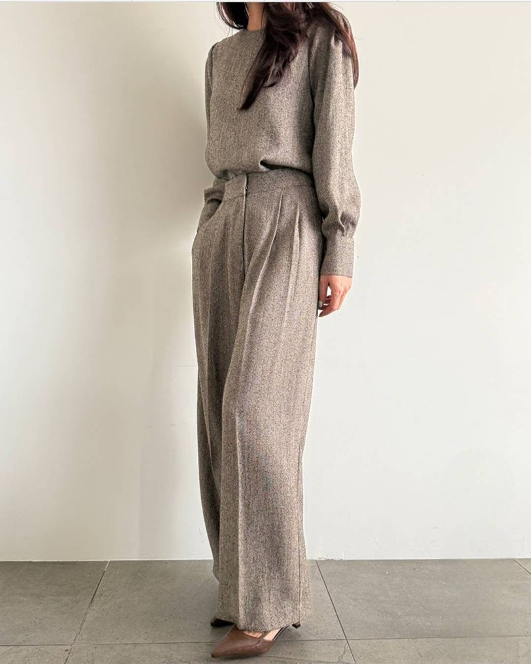 Urban Calm| 質感混紡毛呢兩件式套裝，FNV-25122802set