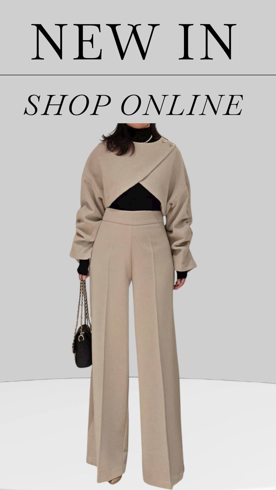 Further more | 質感前交叉短版上衣兩件式套裝，FNV-25110102-set