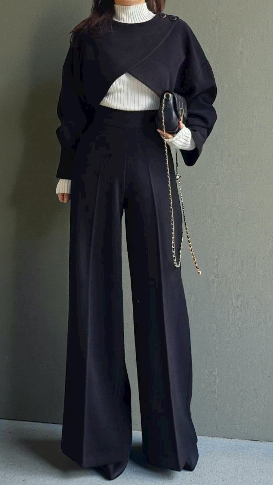 Further more | 質感前交叉短版上衣兩件式套裝，FNV-25110102-set