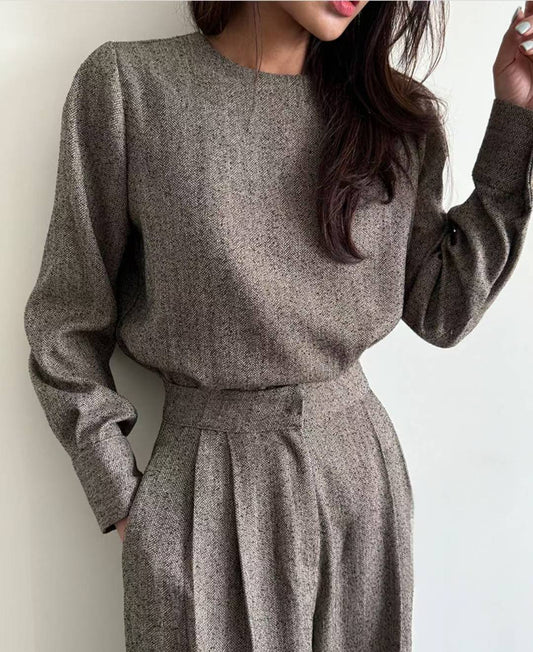 Urban Calm| 質感混紡毛呢兩件式套裝，FNV-25122802set