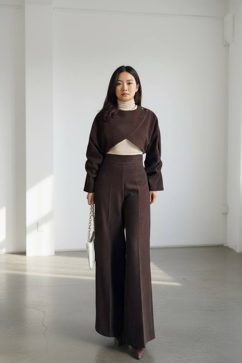 Further more | 質感前交叉短版上衣兩件式套裝，FNV-25110102-set