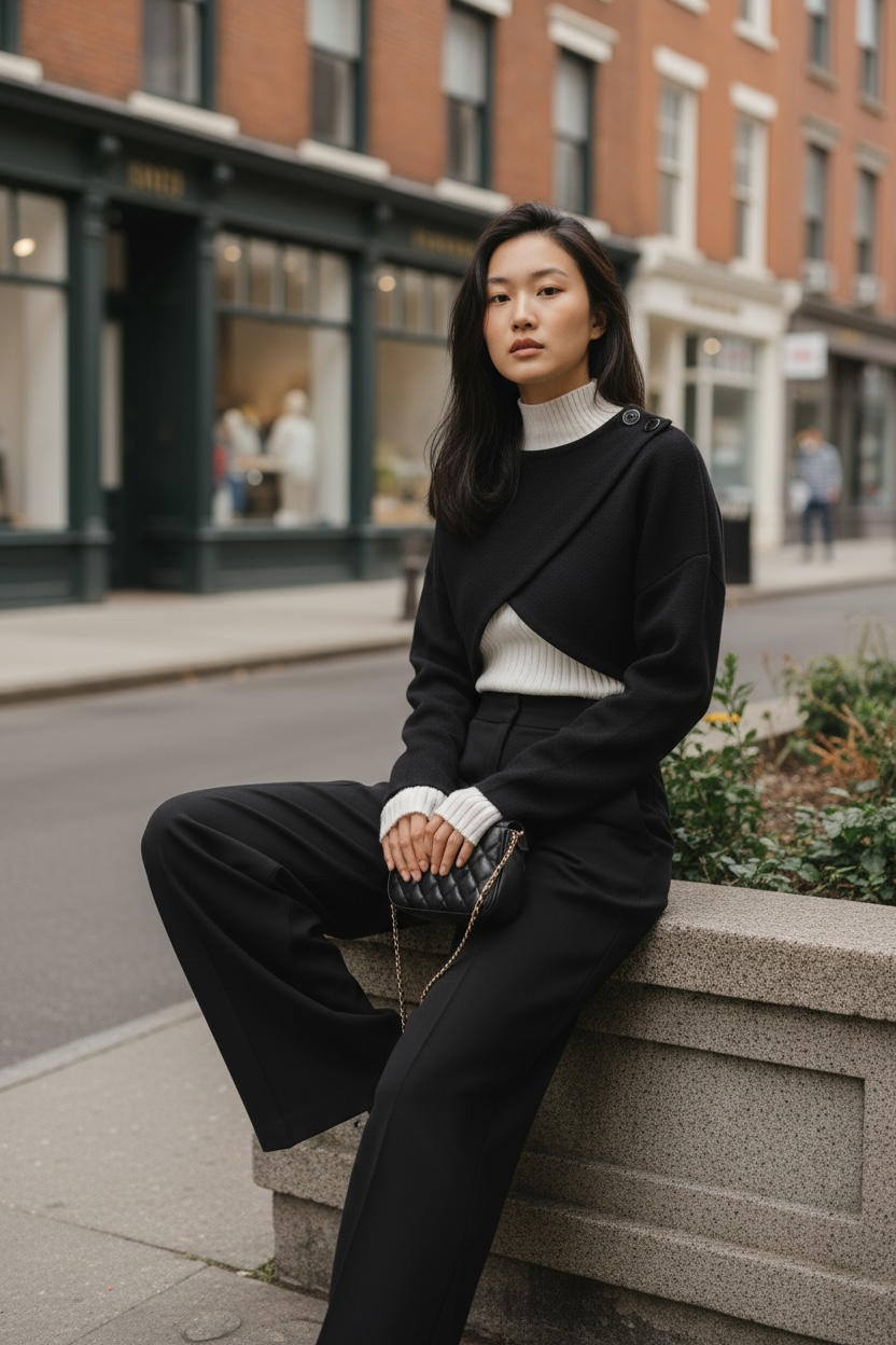 Further more | 質感前交叉短版上衣兩件式套裝，FNV-25110102-set