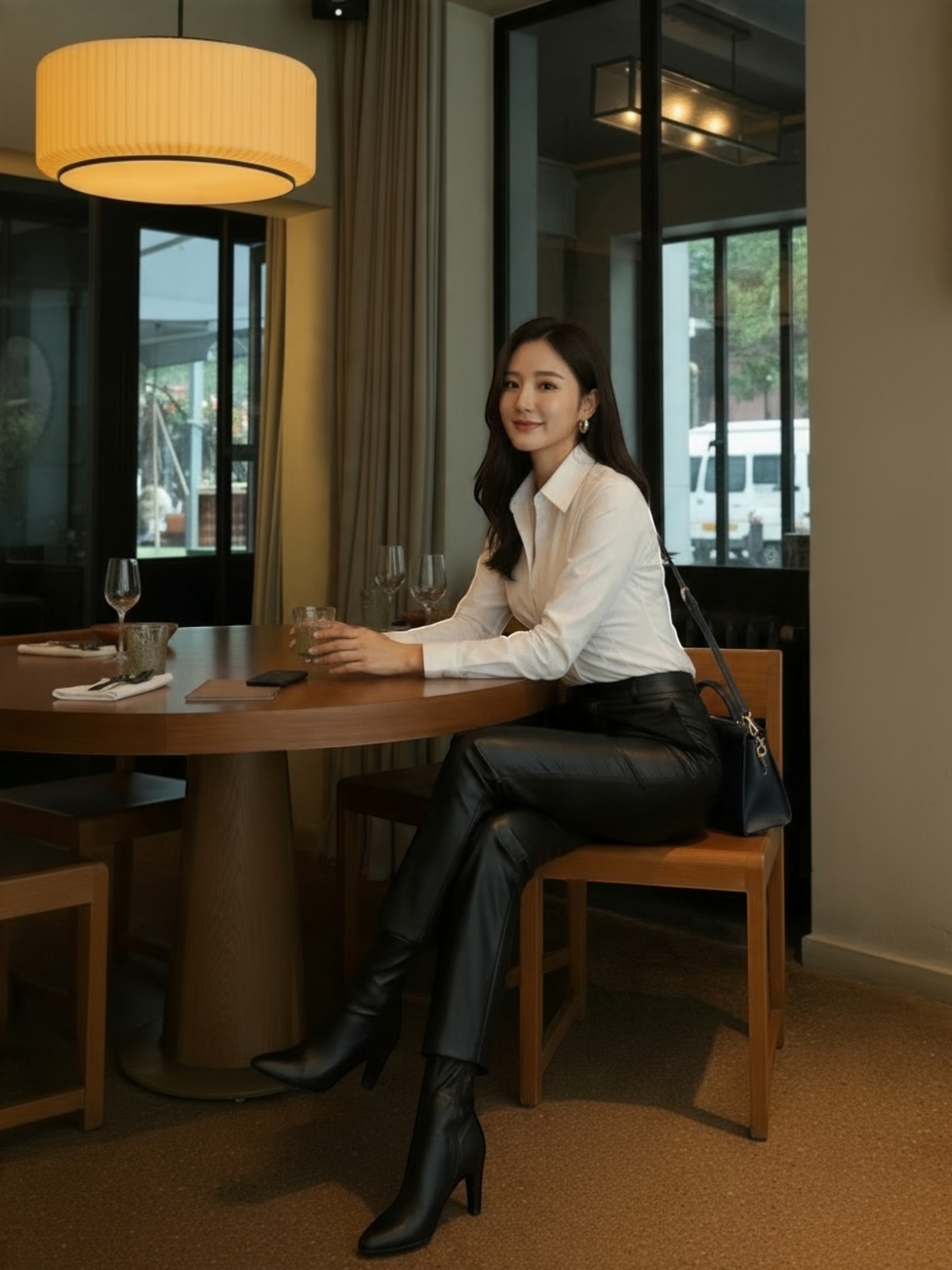 Mavis 拉鍊質感七分直筒皮褲 | DCW10232601