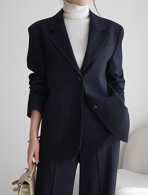 Modern Pinstripe Suit Set | 條紋兩件式西裝套裝 , SUIT261008